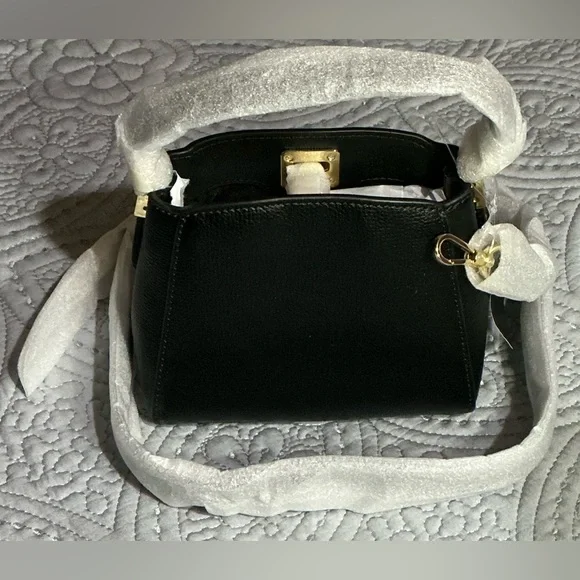 Kate Spade Mini Black Leather Top-Handle Cross Body with Gold Hardware